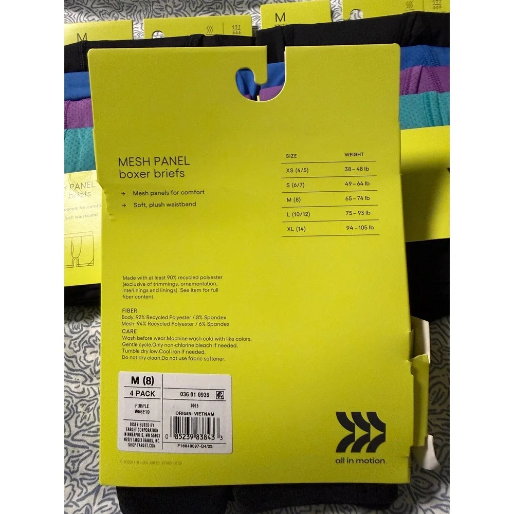 3 NWT All in Motion NWT Boys' Size Medium 8 Mesh Panel Boxer Briefs Pack of 4